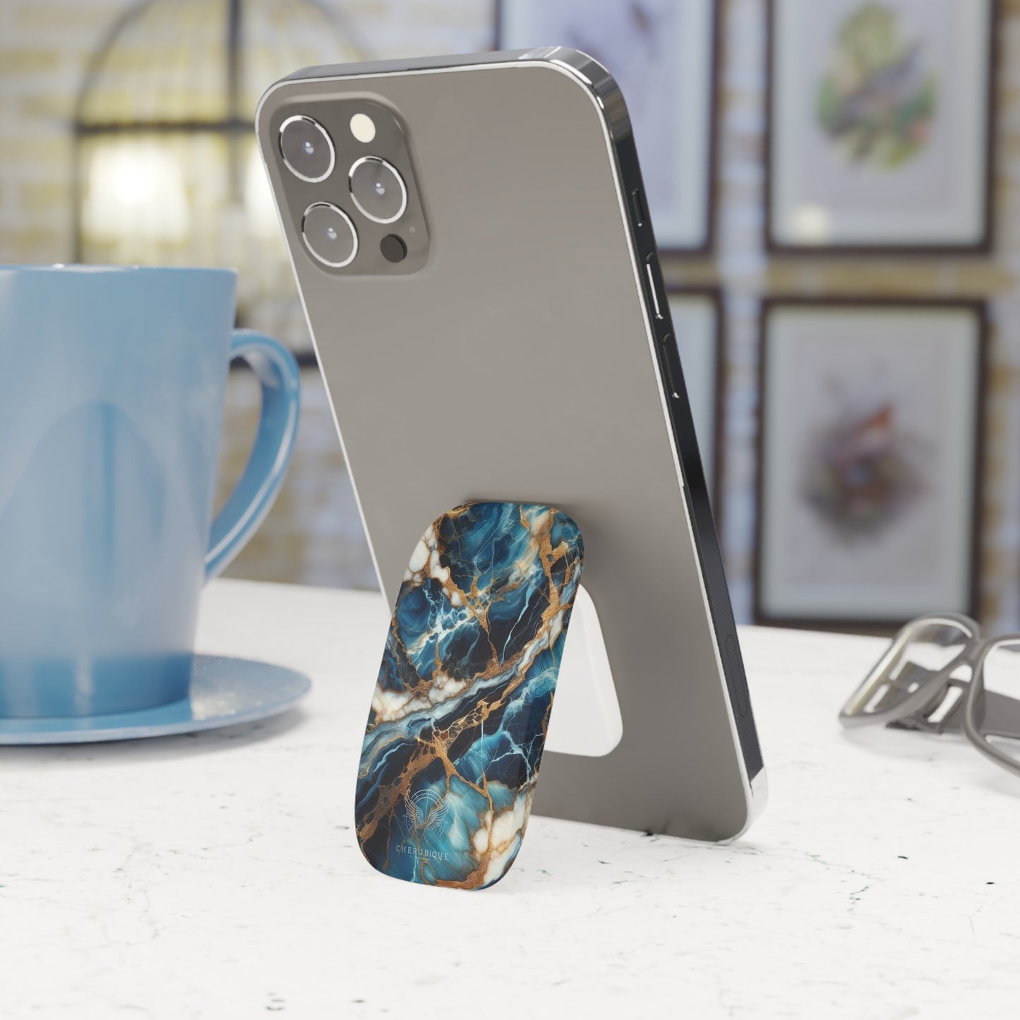 Veined Elegance Blue Bahia-Phone Click-On Grip