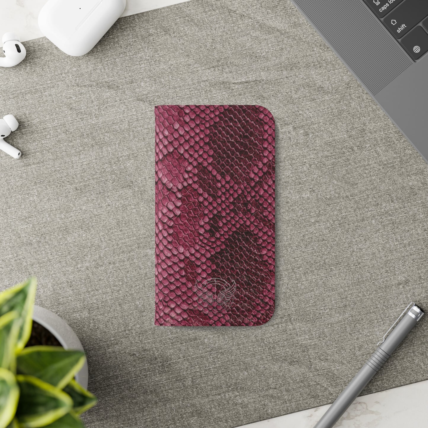 Pink Snake Skin- iPhone Flip Case