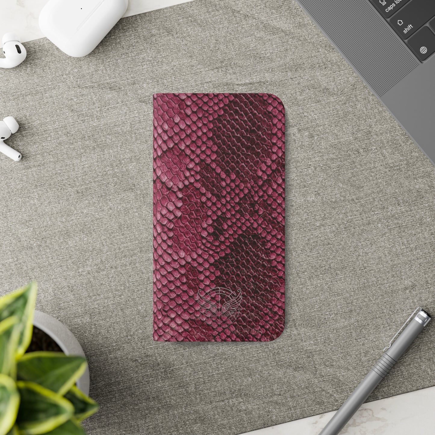 Pink Snake Skin- iPhone Flip Case