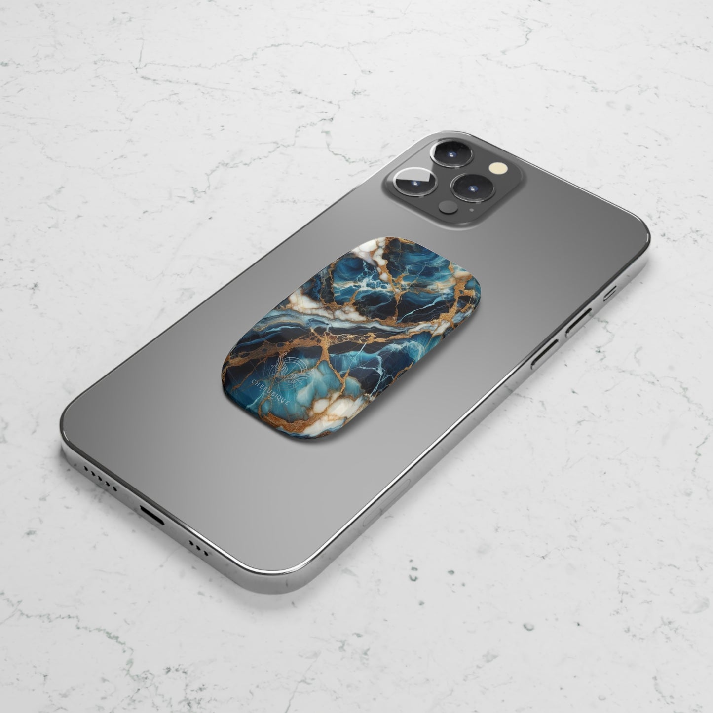 Veined Elegance Blue Bahia-Phone Click-On Grip