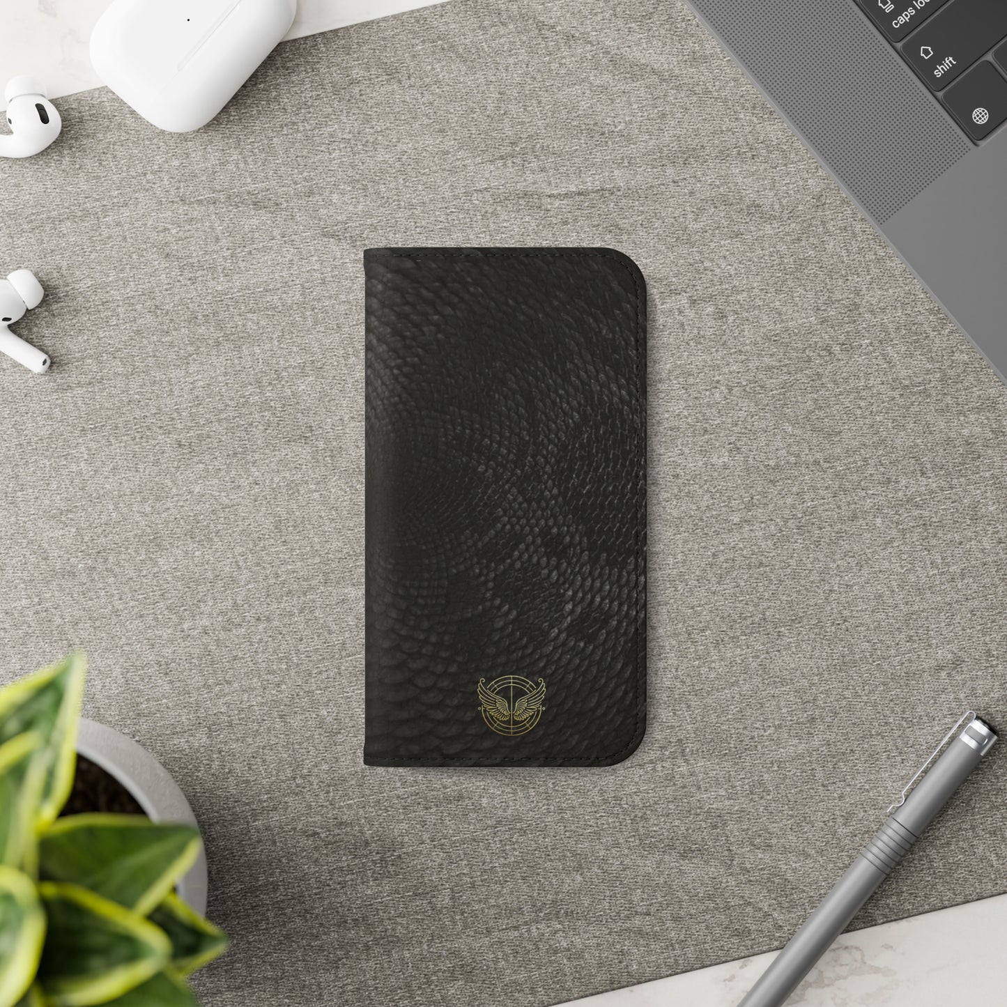 Black Snake Skin- iPhone Flip Case