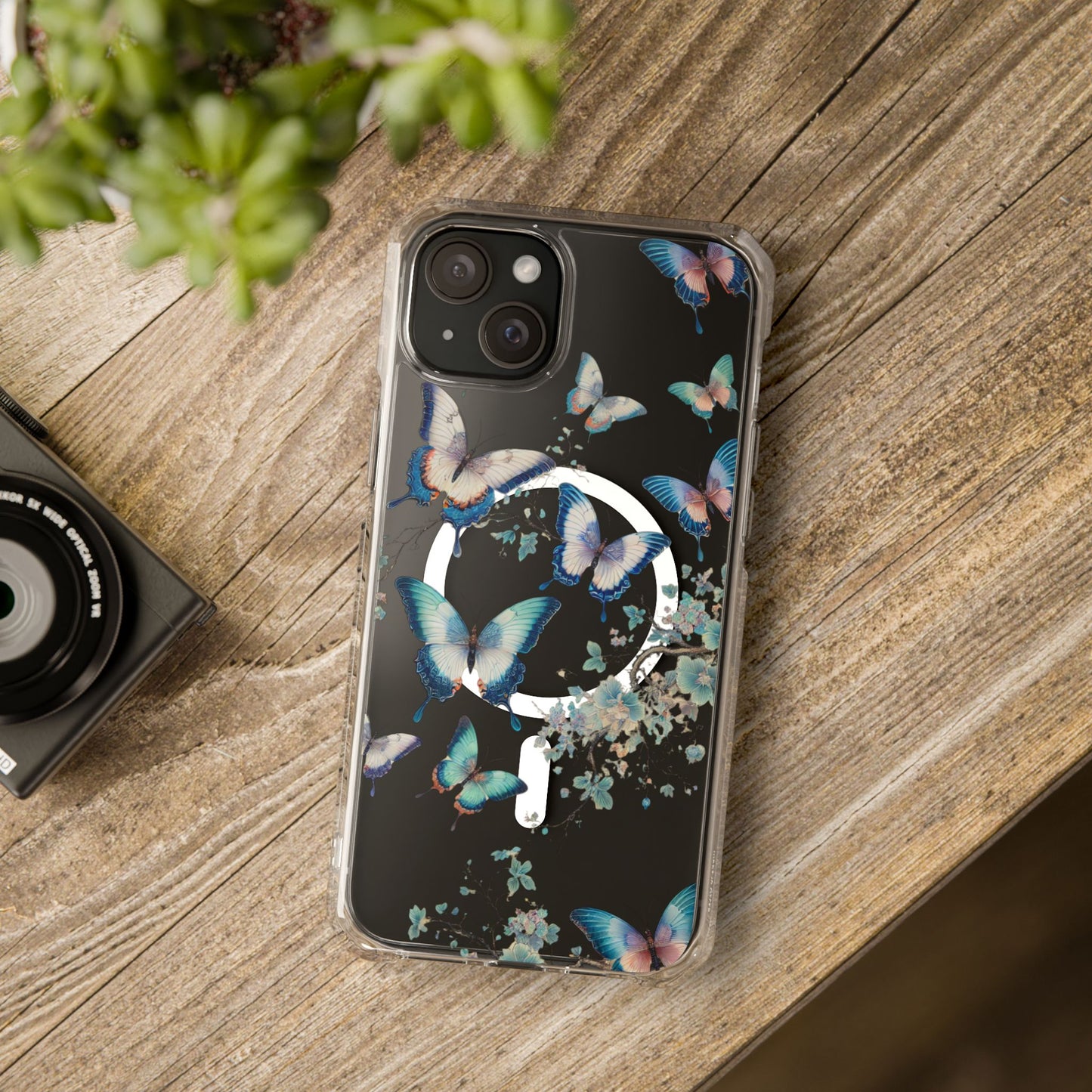 Azure Butterfly Waltz-Magnetic Clear Impact Case