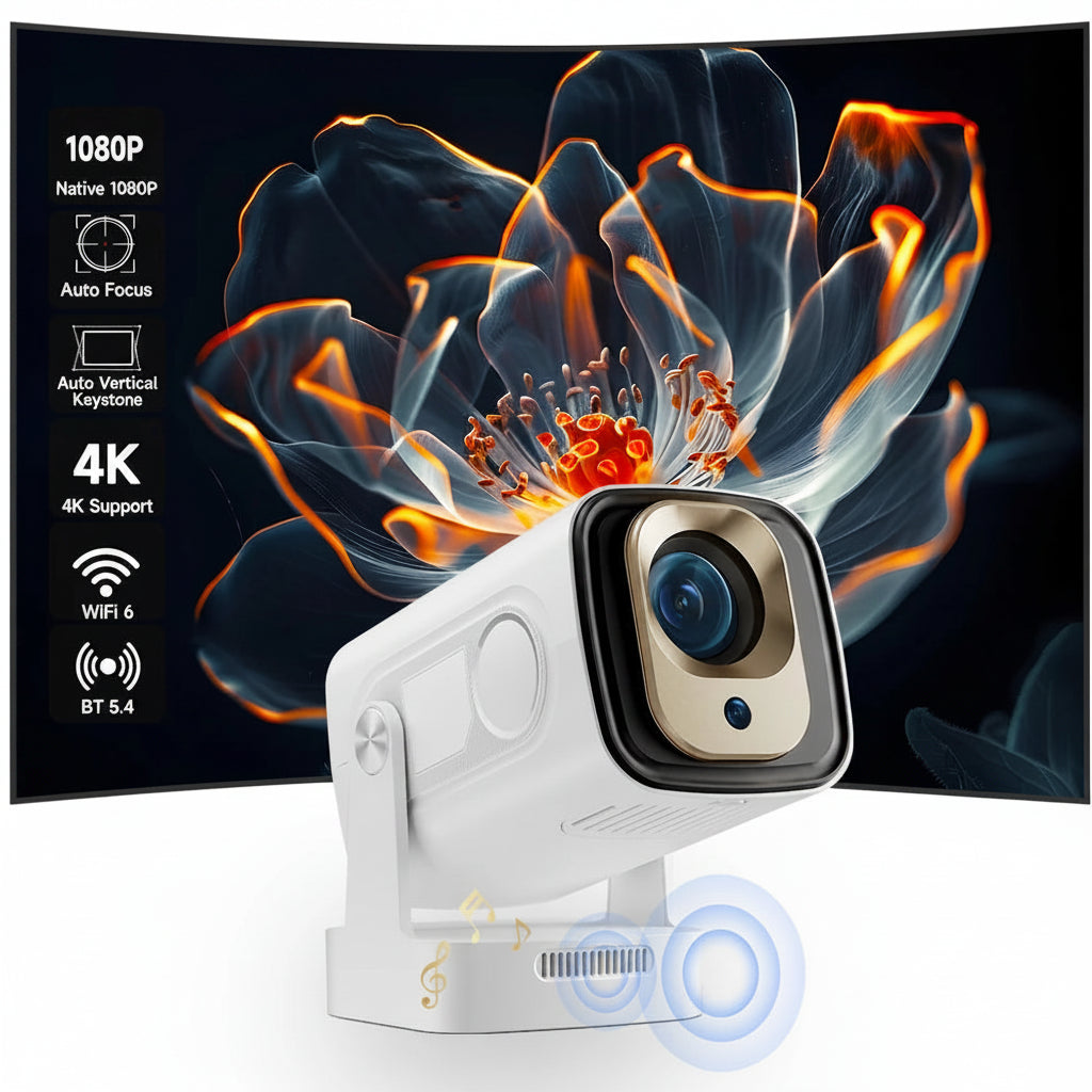 1080P Smart Home Projector 330 ANSI – Auto Focus & WiFi 6
