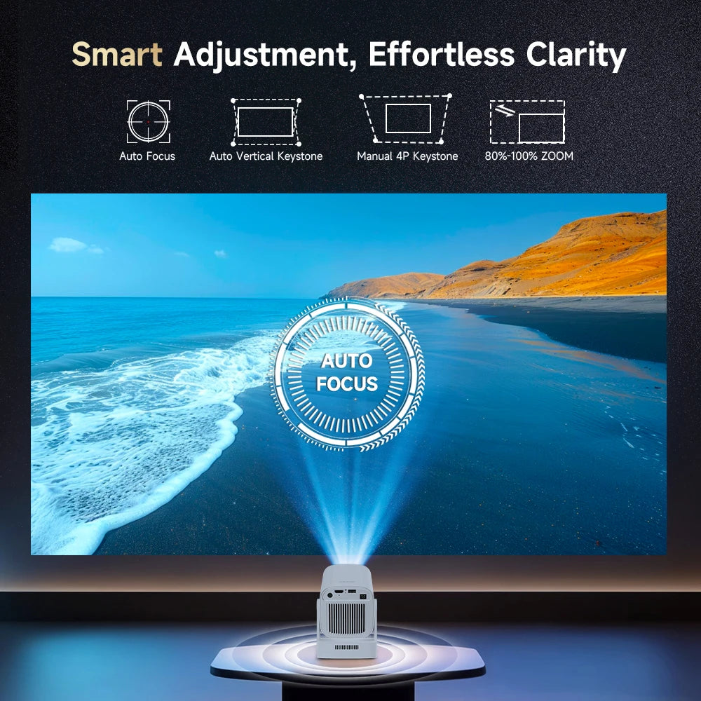 1080P Smart Home Projector 330 ANSI – Auto Focus & WiFi 6